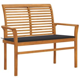 Garden Bench with Anthracite Cushion 44.1" Solid Teak Wood