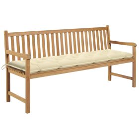 Garden Bench with Cream White Cushion 68.9" Solid Teak Wood