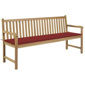 Garden Bench with Red Cushion 68.9" Solid Teak Wood