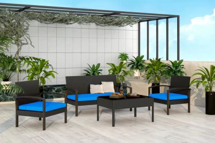 4 Pieces Outdoor Patio Furniture Sets Rattan Chair Wicker Set, Outdoor Indoor Use Backyard Porch Garden Poolside Balcony Furniture Sets