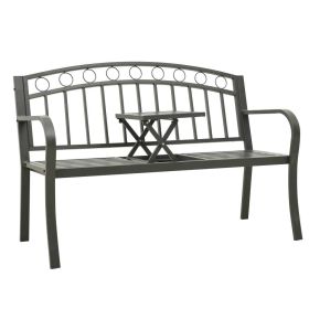 Garden Bench with a Table 49.2" Steel Gray