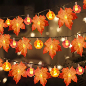 Maple Leaves String Lights with Pumpkin Maple String Lights (size: 6M)