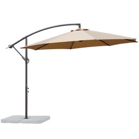 9.8FT Outdoor Adjustable  Hanging Patio Umbrella-big (Color: Khaki)