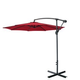Market Umbrella Patio Outdoor Table Umbrella ,Full iron banana umbrella XH (Color: Burgundy)