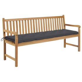 Garden Bench with Anthracite Cushion 68.9" Solid Teak Wood (Color: Anthracite)
