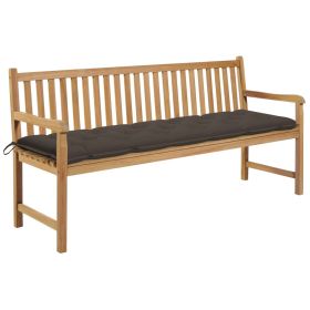 Garden Bench with Taupe Cushion 68.9" Solid Teak Wood (Color: Brown)