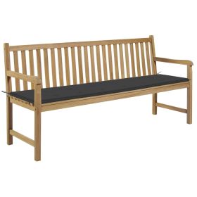 Garden Bench with Anthracite Cushion 68.9" Solid Teak Wood (Color: Brown)