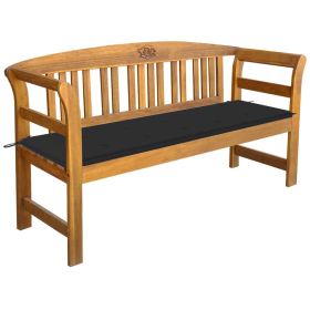 Garden Bench with Cushion 61.8" Solid Acacia Wood (Color: Brown)