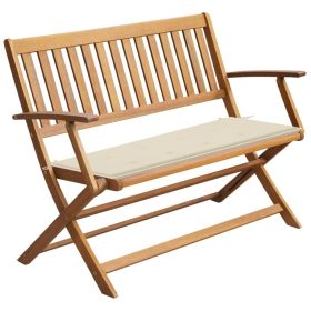 Garden Bench with Cushion 47.2" Solid Acacia Wood (Color: Brown)