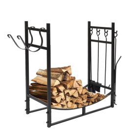 Steel Firewood Log Storage Rack Accessory and Tools for Indoor Outdoor Fire Pit Fireplace (size: 30inch)