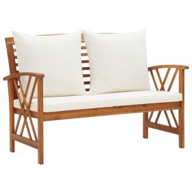 Garden Bench with Cushions 46.9" Solid Acacia Wood (Color: Brown)