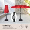 MEOOEM 15ft Patio Double-Sided Umbrella with Base Outdoor Extra Large Umbrella with Crank for Market Camping Swimming Pool, Red