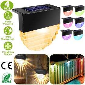4Pcs Solar Deck Lights Outdoor LED RGB Solar Decorative Step Fence Lamp