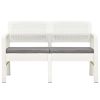 2-Seater Garden Bench with Cushions 47.2" Plastic White