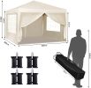 10'x10' EZ Pop Up Canopy Outdoor Portable Party Folding Tent with Removable Sidewalls + Carry Bag + 4pcs Weight Bag