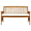 Garden Bench with Cushion 57.9" Solid Acacia Wood