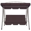 Outdoor Convertible Swing Bench with Canopy Coffee