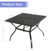 MEOOEM Outdoor Patio Dining Table 37 inch Square Metal Table with 2.2 inch  Umbrella Hole 4 Person Outdoor Bistro Metal Dining Table for Garden, Backy