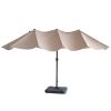 Outdoor Patio Backyard Double-Sided Offset Umbrella with Large UV-Proof Canopy, Wind Vent, Open Close Crank, Khaki XH