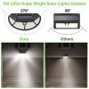 Wall Solar Powered Lights Outdoor 102 LEDs IP65 Waterproof Solar Lamps