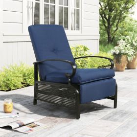 Outdoor Recliner Adjustable Patio Reclining Lounge Chair with Olefin Cushion