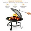22 Inch Steel Outdoor Fire Pit Bowl With Wood Grate
