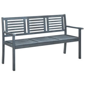 3-Seater Garden Bench 59.1" Gray Solid Eucalyptus Wood
