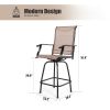 MEOOEM Outdoor Swivel Bar Stools Set of 2 Height Patio Chairs All Weather Patio Furniture Textilene for Bistro Lawn Garden Backyard