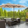 MEOOEM Patio Umbrella with Base 15ft Outdoor Market Double-Sided Extra Large Umbrella with Crank