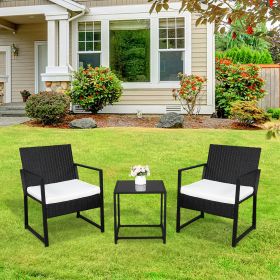 Free shipping 3 Pieces Patio Set Outdoor Wicker Patio Furniture Sets Modern Bistro Set Rattan Chair Conversation Sets with Coffee Table for Yard and B