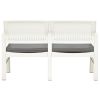 2-Seater Garden Bench with Cushions 47.2" Plastic White
