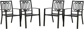 Outdoor Dining Chairs Set of 4 Stacking Patio Metal Arm Chairs for Garden, Yard, Lawn