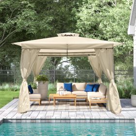 10x10 Ft Outdoor Patio Garden Gazebo Tent,Outdoor Shading, Gazebo Canopy With Curtains,Beige