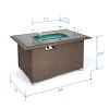 Outdoor 44" Fire pit Table Rectangle 50,000 BTU with 8mm Tempered Glass Tabletop & Blue Stone& Steel table lid &Table waterproof dusty Cover ,ETL Cert