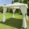 10x10 FT Outdoor Patio Garden Gazebo Tent, Outdoor Shading, Gazebo Canopy with Curtains,Beige-dk