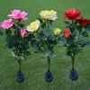 LED Rose Flower Stake Light Solar Energy Rechargeable for Outdoor Garden Patio