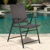 Outdoor Beach & Garden Lawn Chairs Set Of 4 Rattan Utility Folding Chair