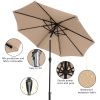 9FT Strip Light Umbrella Waterproof Folding Sunshade Top Color without Resin Baseis