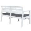 2-Seater Garden Bench with Cushions 52.4" Plastic White