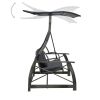 3-seater Garden Swing Bench with Canopy Poly Rattan Gray