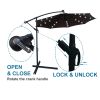 10 ft Outdoor Patio Umbrella Solar Powered LED Lighted Sun Shade Market Waterproof 8 Ribs Umbrella with Crank and Cross Base for Garden Deck Backyard