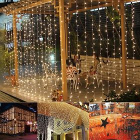 300-LED Warm White Light Romantic Christmas Wedding Outdoor Decoration Curtain String Light