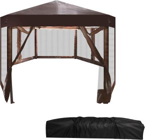 Outdoor Gazebo Patio Hexagonal Canopy Tent Sun Shade with Mosquito Netting and Carry Bag for Backyard Party