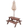 Outdoor 4-Seat Kid's Picnic Table Bench with Umbrella