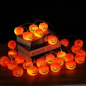 Halloween Pumpkin String Lights, Holiday LED Lights for Indoor Outdoor Decor,30 LED 11.81ft 3D Waterproof Orange Jack-O-Lantern Battery Operated Party