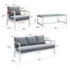 Aluminum Outdoor Patio Furniture Set, Modern Patio Conversation Sets, Outdoor Sectional Metal Sofa with 5 Inch Cushion and Coffee Table for Balcony, G
