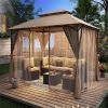 10 X 13FT Patio Gazebo With Mosquito Netting Patio Canopy For Garden