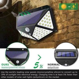 100LED Waterproof Solar Powered Motion Sensor Wall Light Outdoor Garden Lamp (Color: White)