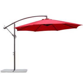 9.8FT Outdoor Adjustable  Hanging Patio Umbrella-big (Color: Wine red)