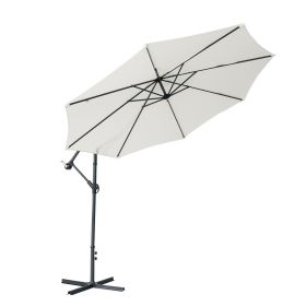 Market Umbrella Patio Outdoor Table Umbrella ,Full iron banana umbrella XH (Color: Beige)
